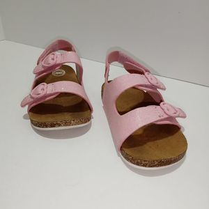 Wonder Nation Girls Pink Open Toe Heart Footbed Strappy Slide Sandals